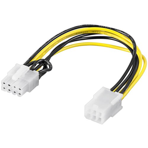 PC Grafikkarten Stromkabel/Stromadapter, PCI-E/PCI Express, 6 Pin zu 8 Pin 0.2 m