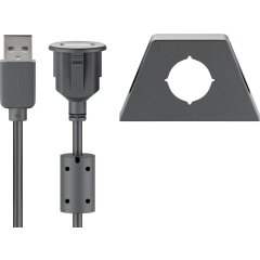 USB 2.0 Hi-Speed Verl&auml;ngerungskabel mit Montagehalterung, schwarz 0.6 m