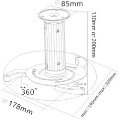Beamer Deckenhalterung (M), 360°, max. 10kg, weiß
