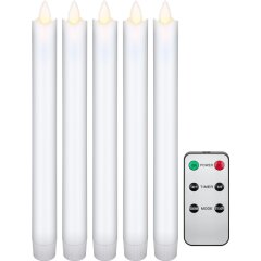 5er-Set weiße LED-Echtwachs-Stabkerzen, inkl....