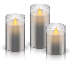 3er-Set LED-Echtwachs-Kerzen im Glas