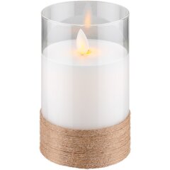 3er-Set LED-Echtwachs-Kerzen im Glas, wei&szlig;