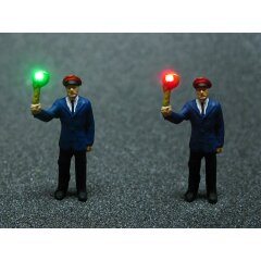Schaffner mit LED Lichtwechsel Kelle rot - grün H0