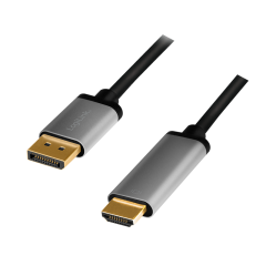 DisplayPort-Kabel, DP/M zu HDMI A/M, 4K/60 Hz, Alu, schwarz/grau, 2 m