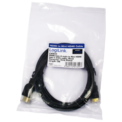 HDMI-Kabel, Mini-C/M zu A/M, 4K/30 Hz, schwarz, 2 m