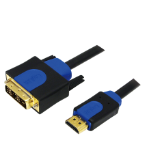 HDMI-Kabel, A/M zu DVI/M, 1080p, bidirekt, schwarz/blau, 2 m