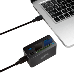 USB 3.0-Hub, mit All-in-One-Kartenleser, schwarz