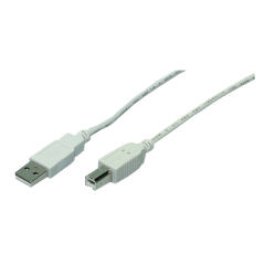 USB 2.0-Kabel, USB-A/M zu USB-B/M, grau, 2 m