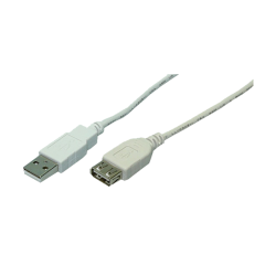 USB 2.0-Kabel, USB-A/M zu USB-A/F, grau, 3 m