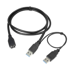 USB 3.0-Y-Power Kabel, 2x USB-A/M zu Micro-USB/M, schwarz, 0,6 m