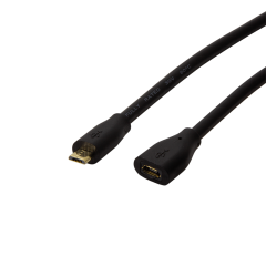 USB 2.0-Kabel, Micro-USB/M zu Micro-USB/F, schwarz, 0,5 m