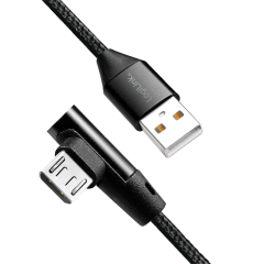USB 2.0-Kabel, USB-A/M zu Micro-USB/M (90°), Stoff,...