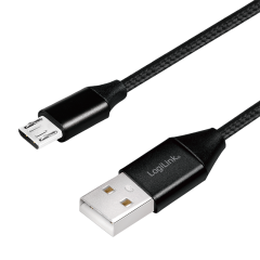 USB 2.0-Kabel, USB-A/M zu Micro-USB/M, Stoff, Metall,...