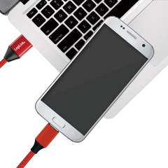USB 2.0-Kabel, USB-A/M zu Micro-USB/M, Stoff, Metall,...