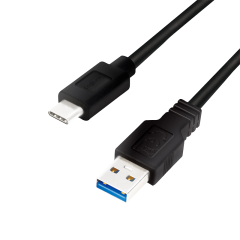 USB 3.2 Gen1 Type-C Kabel, C/M zu USB-A/M, schwarz, 0,15 m