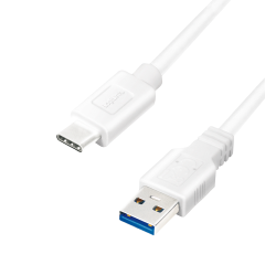 USB 3.2 Gen1 Type-C Kabel, C/M zu USB-A/M, weiß,...