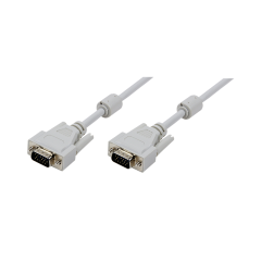 VGA-Kabel, HD15/M zu HD15/M, 1080p, 2x Ferrit, grau, 3 m
