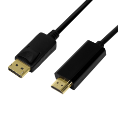 DisplayPort-Kabel, DP/M zu HDMI-A/M, 4K/30 Hz, schwarz, 3 m