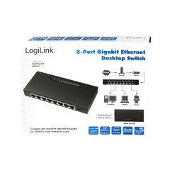 8-Port Gigabit Ethernet Desktop Switch, Metallgeh&auml;use