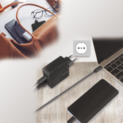 USB Steckdosenadapter, 1x USB-C Port (PD) &amp; 1x USB-A Port, 45W