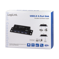 USB 3.0 HUB, 4-Port, Metall Geh&auml;use