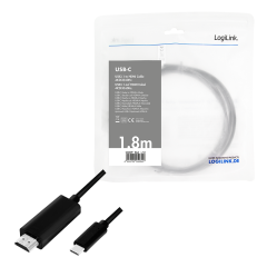 USB 3.2 Gen1 Type-C Kabel, C/M zu HDMI-A/M, 4K/60 Hz, schwarz, 1,8 m