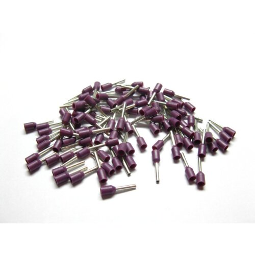 100 Stück Aderendhülsen isoliert 0,25mm² lila