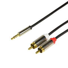 Audio-Kabel, 3,5 mm 3-Pin/M zu 2x Cinch/M, Metall,...