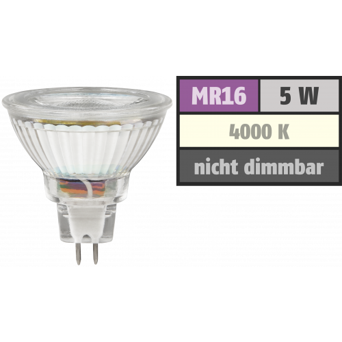 LED-Strahler McShine MCOB MR16, 5W, 400 lm, neutralwei&szlig;