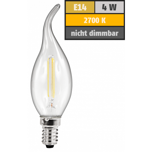 LED Filament Kerzenlampe Windsto&szlig; McShine, E14, 4W, 490lm, warmwei&szlig;, klar