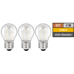 LED Filament Set McShine, 3x Tropfenlampe, E27, 2W,...