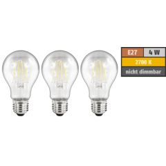LED Filament Set McShine, 3x Glühlampe, E27, 4W,...