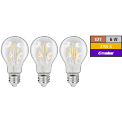 LED Filament Set McShine, 3x Glühlampe, E27, 6W,...