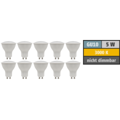 LED-Strahler McShine PV-50-10 GU10, 5W, 400lm, 110&deg;, 3000K,warmwei&szlig;, 10er-Pack