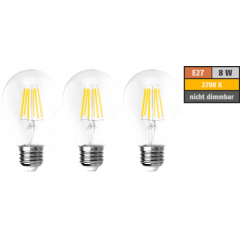LED Filament Set McShine, 3x Glühlampe, E27, 8W,...