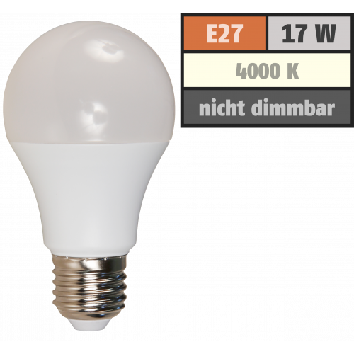LED Gl&uuml;hlampe McShine, E27, 16W, 1600lm, 220&deg;, 4000K, neutralwei&szlig;, &Oslash;60x139mm