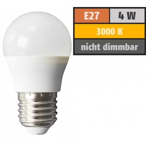 LED Tropfenlampe McShine, E27, 4W, 320lm, 160&deg;, 3000K, warmwei&szlig;, &Oslash;45x78mm