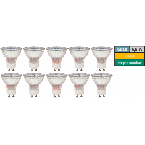 LED-Strahler McShine LS-450 GU10, 5,5W, 470lm, 3000K, step dimmbar, 10er-Pack
