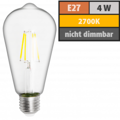 LED Filament Gl&uuml;hlampe McShine Filed E27, ST64, 4W, 490lm, warmwei&szlig;, klar