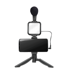 Vlogger Kit mit LED-Licht, Mikrofon + Stativ, für...