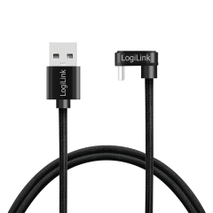 USB 2.0 Type-C-Kabel, C/M 180° zu USB-A/M, Alu,...