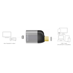 USB 3.2 Gen2 Type-C-Adapter, USB-C/M zu mDP/F, 8K, Alu, schwarz/grau