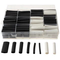 Schrumpfschlauch-Sortiment, 300-teilig, Plastikbox, klebend, 3:1, schwarz wei&szlig;