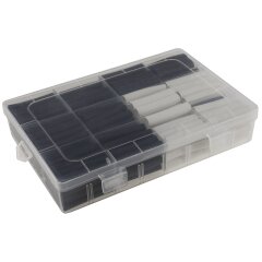 Schrumpfschlauch-Sortiment, 300-teilig, Plastikbox, klebend, 3:1, schwarz wei&szlig;