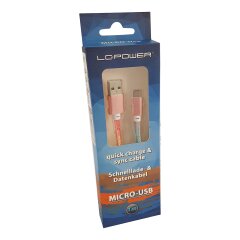 LC-Power LC-C-USB-MICRO-1M-3 USB A zu Micro-USB Kabel, Regenbogen-Glitzer, 1m