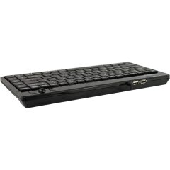 Perixx PERIBOARD-505H PLUS US, Mini USB-Tastatur, Trackball, Hub, schwarz