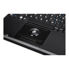 Perixx PERIBOARD-509 H PLUS US, Mini USB-Tastatur, Trackball, schwarz