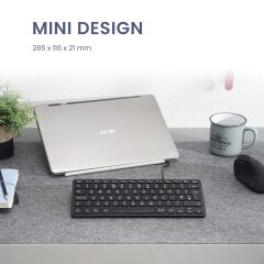 Perixx PERIBOARD-432B DE, Mini-Tastatur, USB kabelgebunden, schwarz