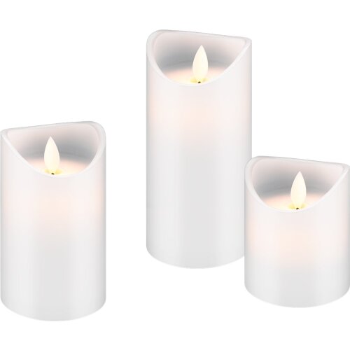 3er-Set LED-Echtwachs-Kerzen, wei&szlig;