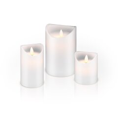 LED-Echtwachs-Kerze, wei&szlig;, 7,5 x 10 cm